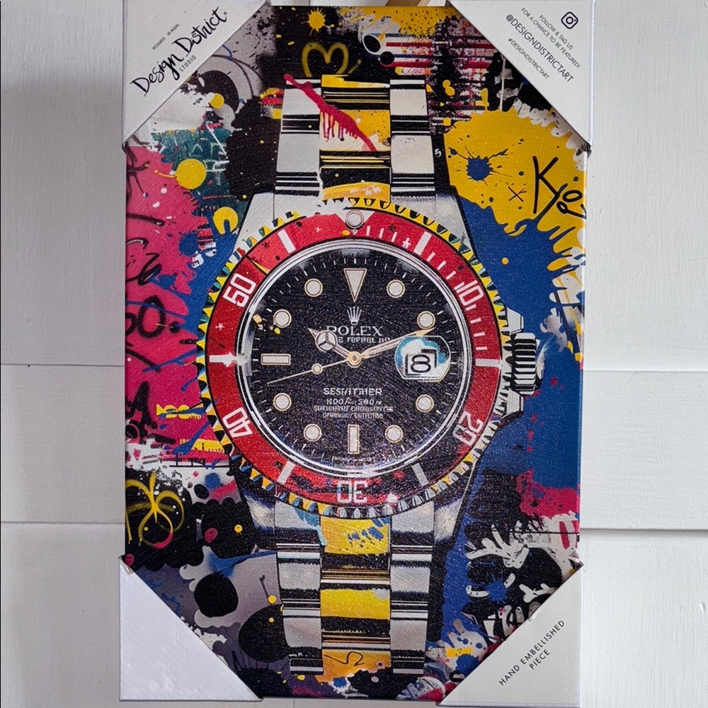 Design District Art Painted Canvas Designer Watch Wall Decor Rolex Picture New